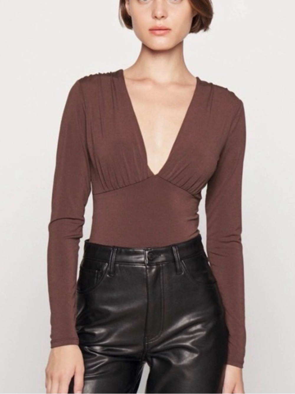 Abercrombie & Fitch Long-Sleeve Slinky V-neck Bodysuit